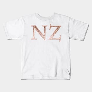 Sparkling rose gold New Zealand NZ Kids T-Shirt